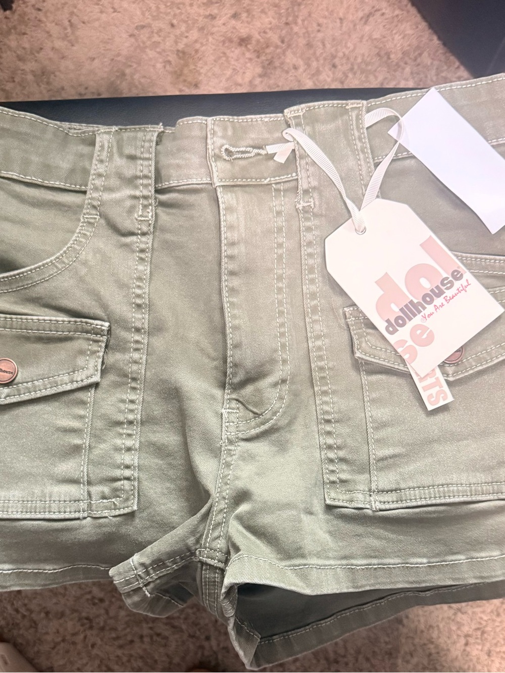 Dollhouse Olive Utility High-Rise Shorts